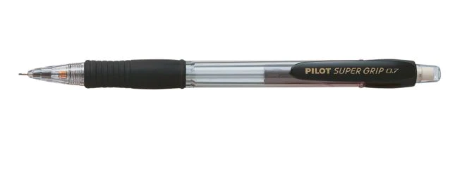 Pilot Super Grip H-187SL Lot De 3 Portemines 0,7 Mm Corps Noir - Rechargeable Avec Gomme
